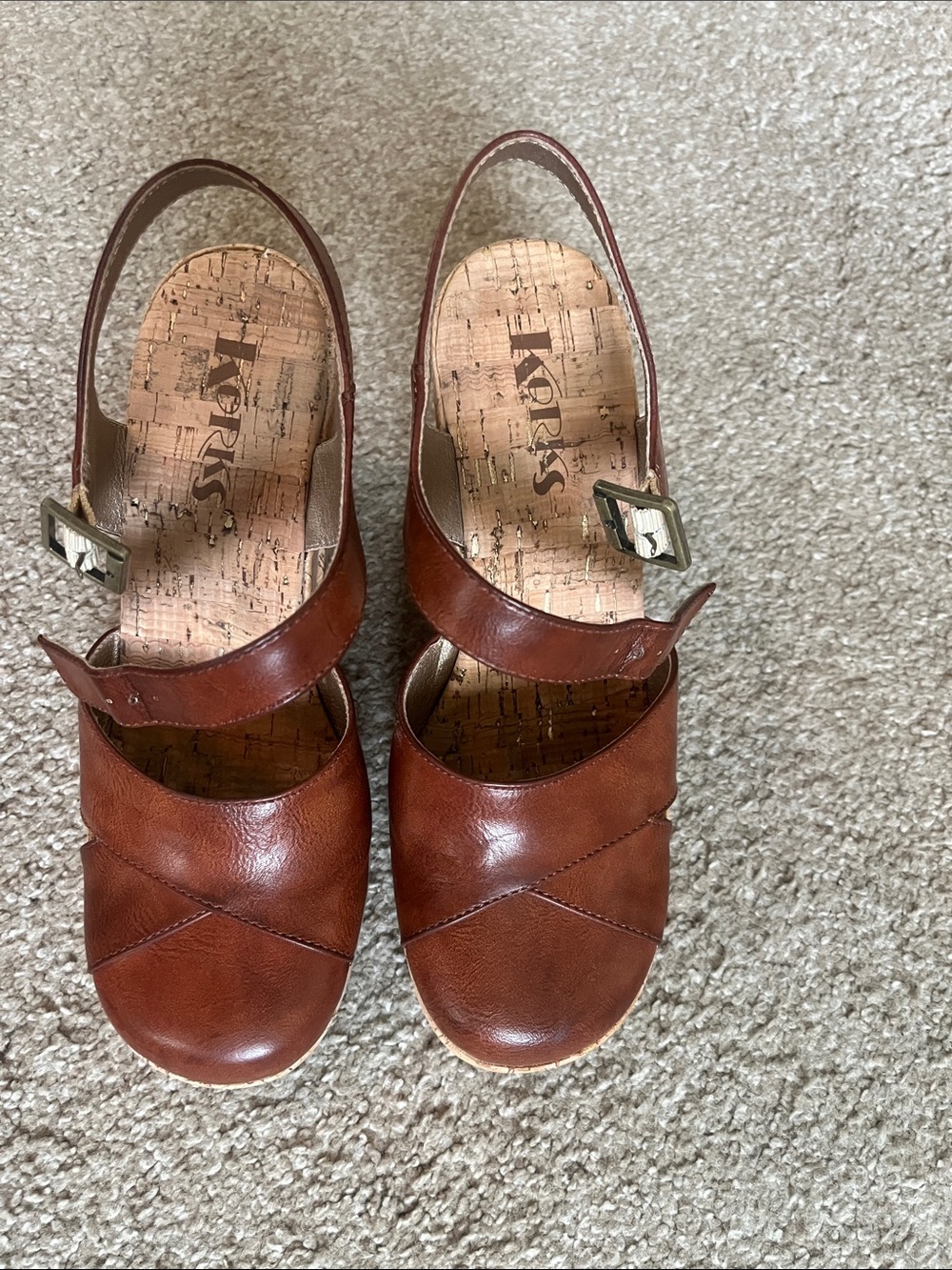 Kork-Ease Women's Brown Leather Slingback Clogs